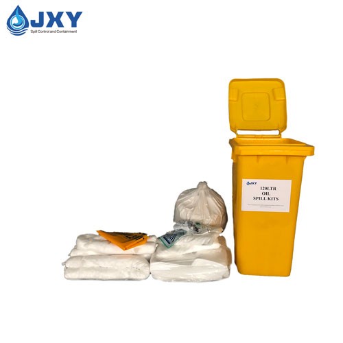 oil spill kits with absorbent pads and containment tools